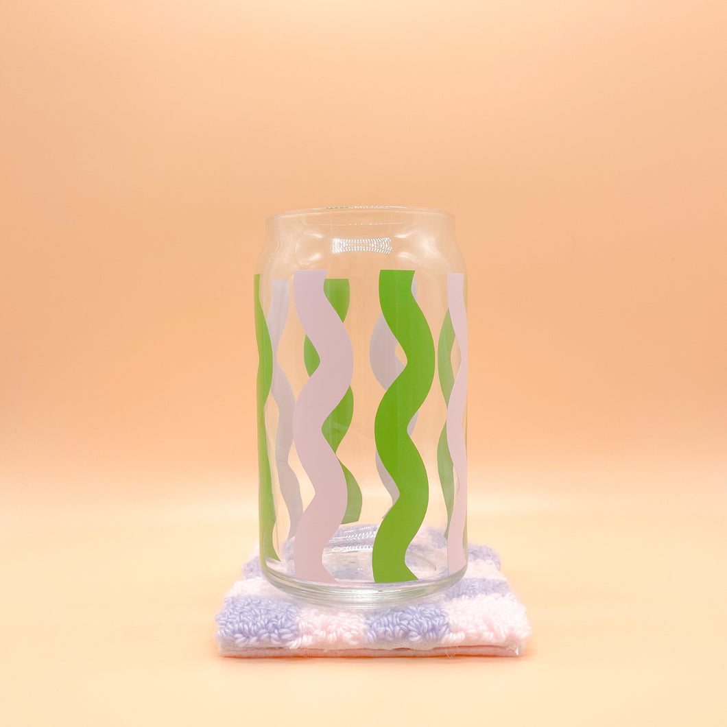 Wavy Lines Can Glass Cup (Lid and Straw not included)