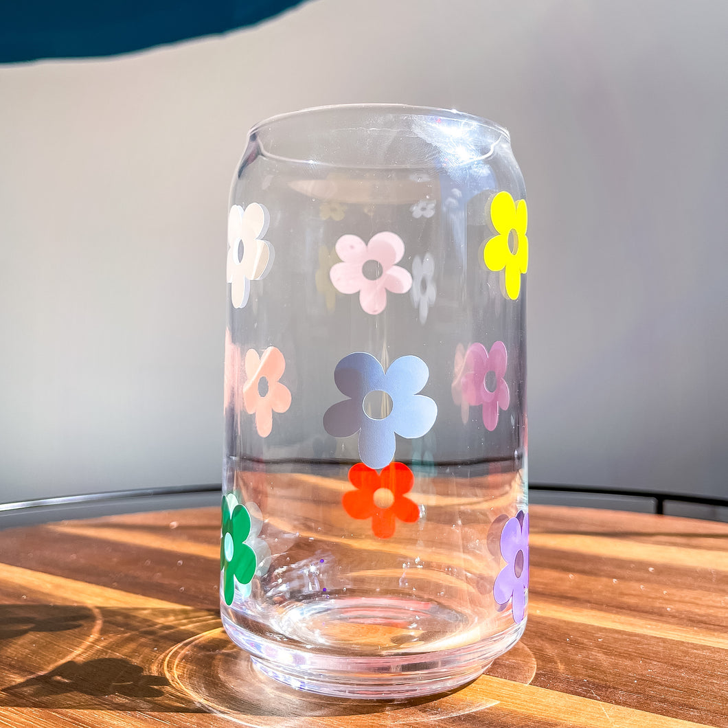 Multicolor Flowers glass cup
