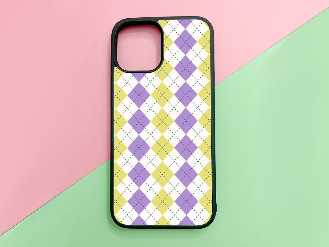diamond pattern phonecase for iPhone or Samsung in the popcorn color