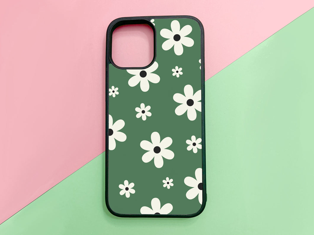 Daisy flowers phonecase for iPhone or Samsung in the sage green color