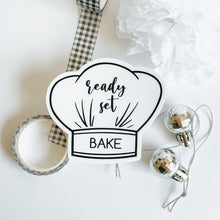 Load image into Gallery viewer, Ready Set bake sticker of a baker hat 
