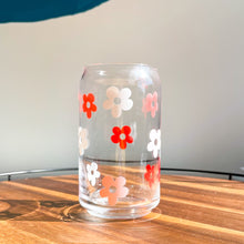 Load image into Gallery viewer, Red pink and white flowers glass cups
