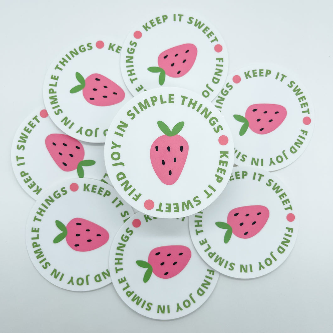 Find joy in simple things Strawberry Sticker