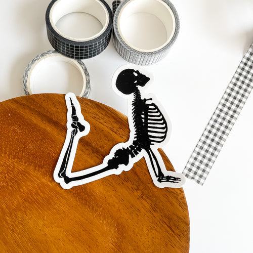 Yoga skeleton in yoga pose sticker