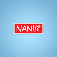 Load image into Gallery viewer, Nani is written in white with the red background on this sticker. 
