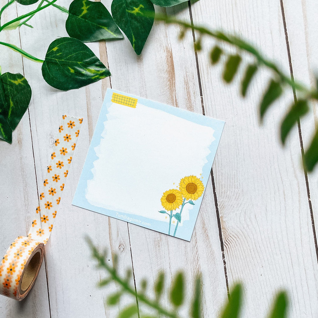 This sunflower memo pad is made with a sunflowers on the right corner and with the blue background.  