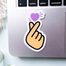 Load image into Gallery viewer, Purple Korean Finger Heart Sticker
