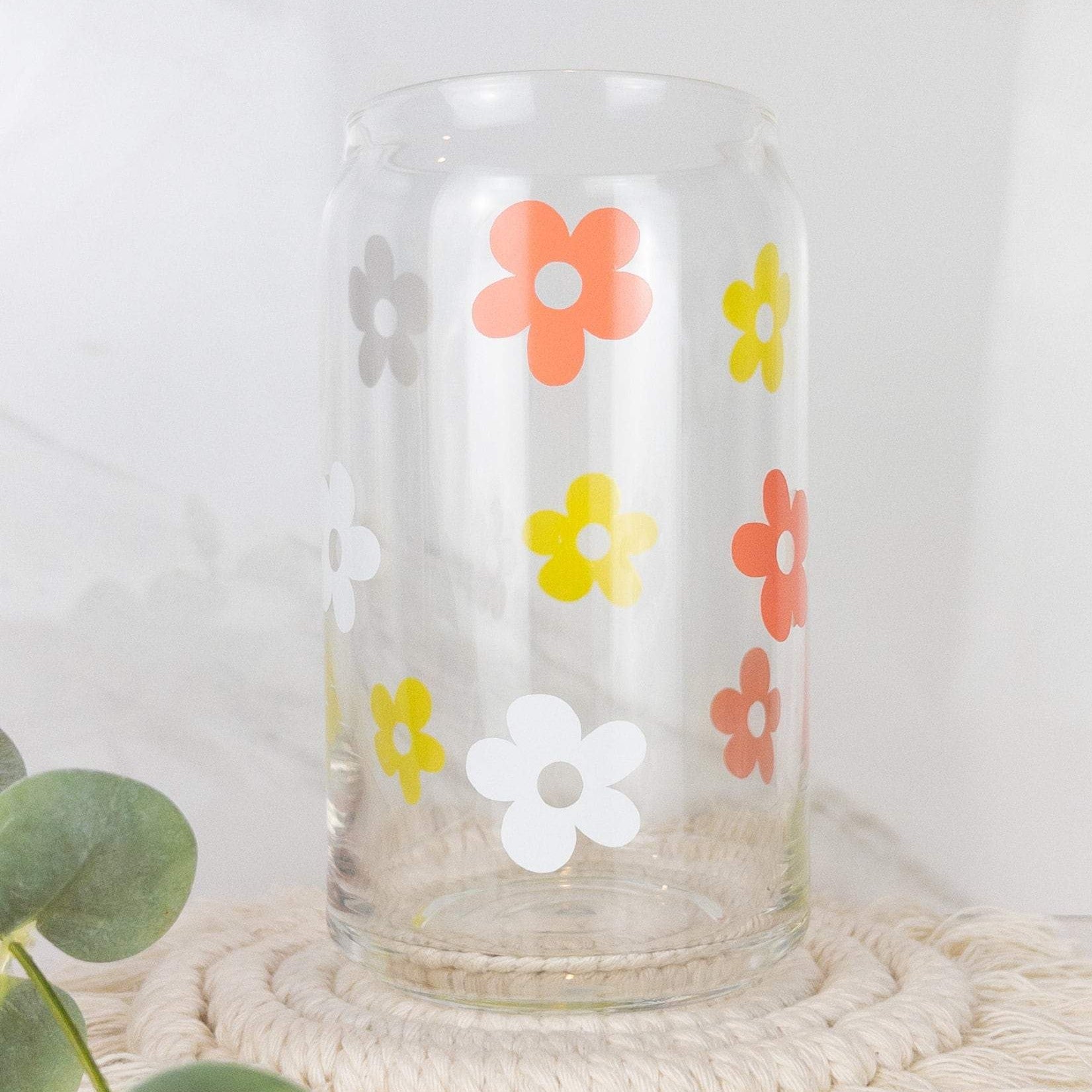 BLOOM Glass Can Flower Glass Cup, Minimalist, Glass Beer Can
