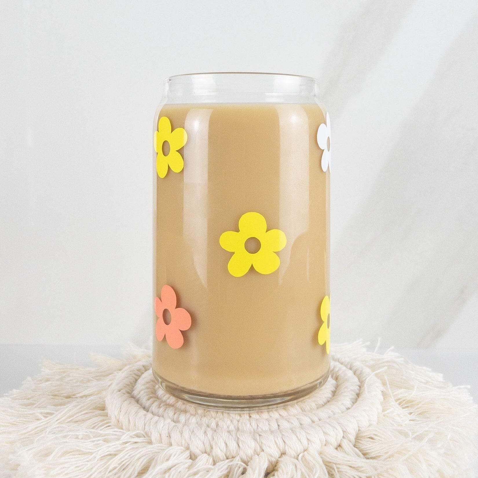 BLOOM Glass Can Flower Glass Cup, Minimalist, Glass Beer Can